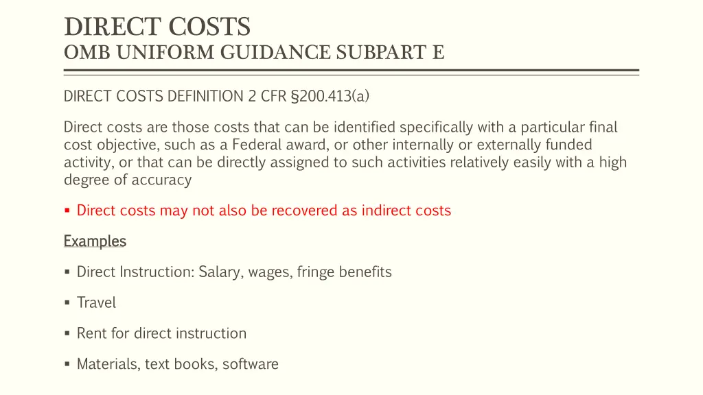 direct costs omb uniform guidance subpart e