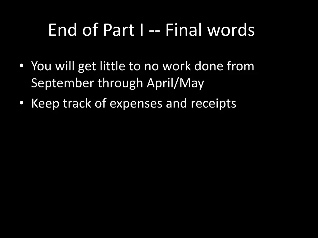 end of part i final words