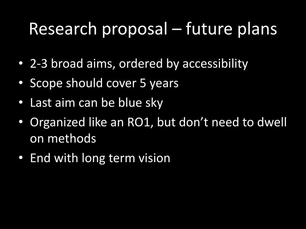 research proposal future plans