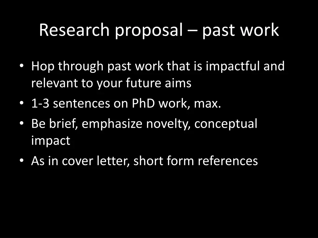 research proposal past work