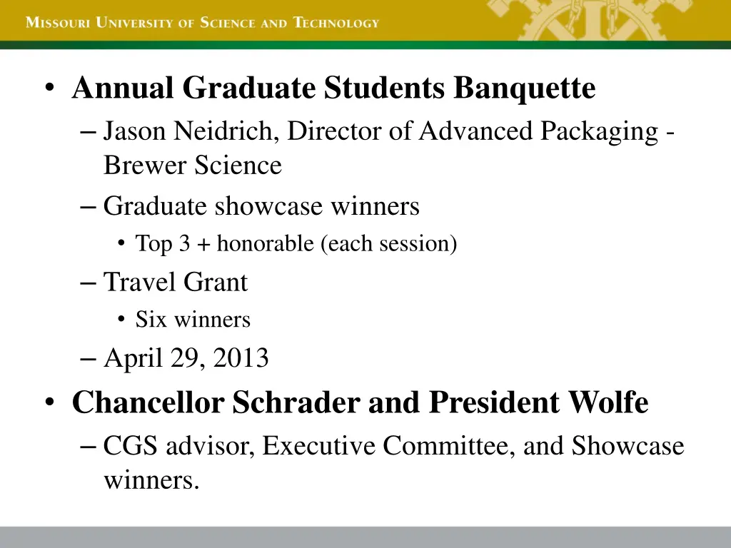 annual graduate students banquette jason neidrich