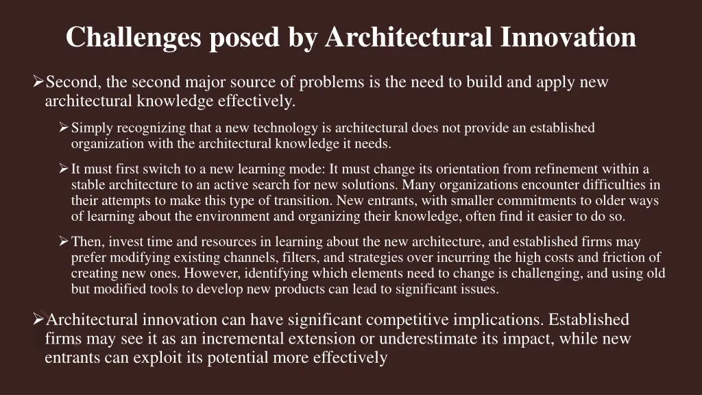 challenges posed by architectural innovation 1