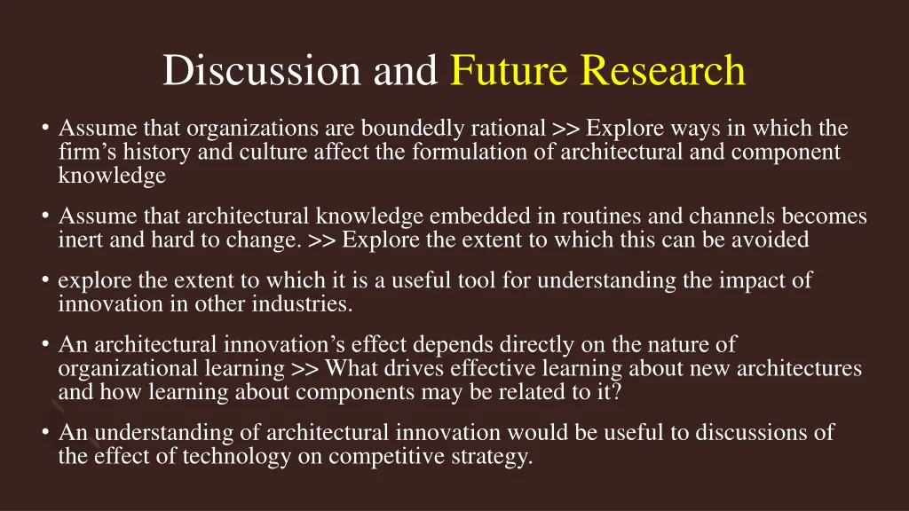 discussion and future research