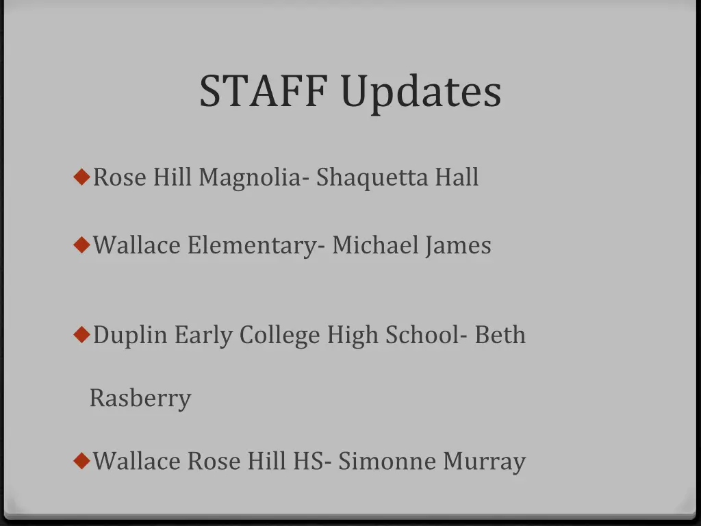 staff updates