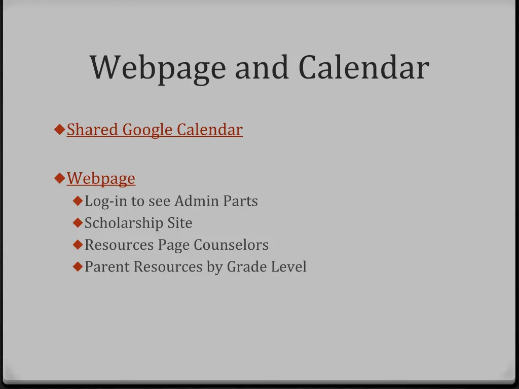 webpage and calendar