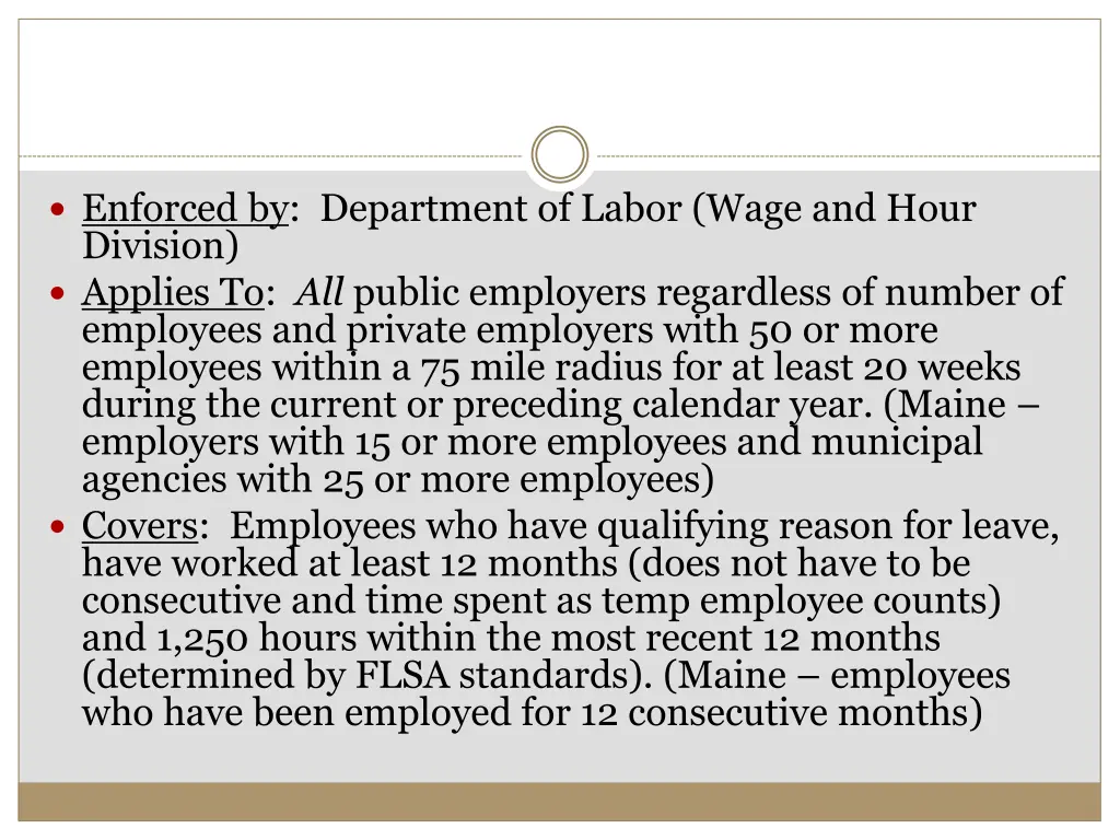 enforced by department of labor wage and hour