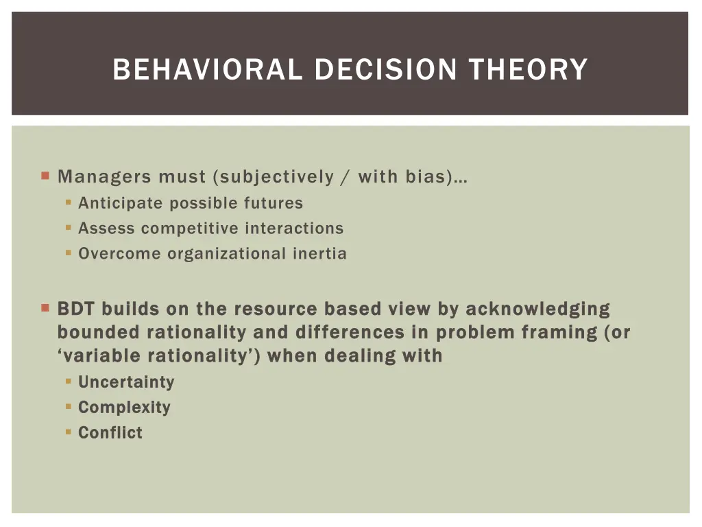 behavioral decision theory