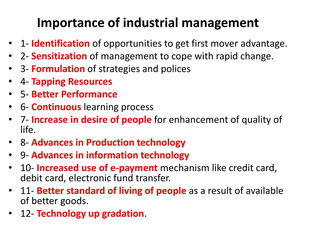 importance of industrial management