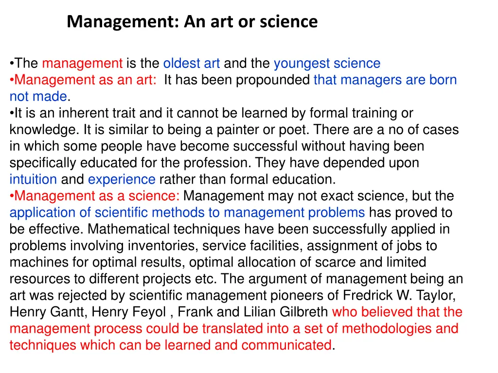 management an art or science