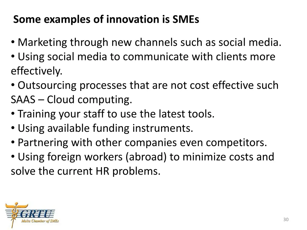 some examples of innovation is smes 1