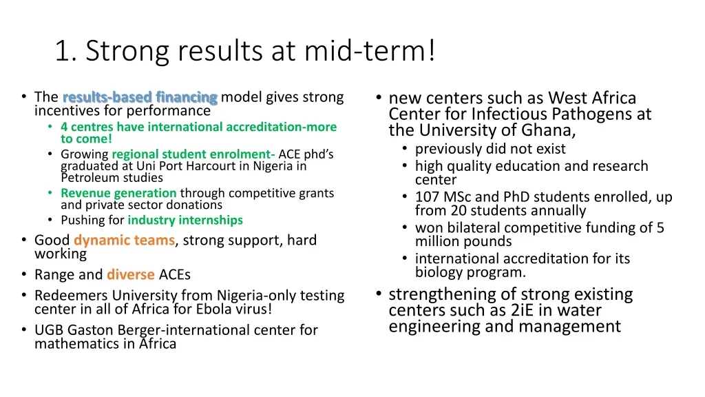 1 strong results at mid term