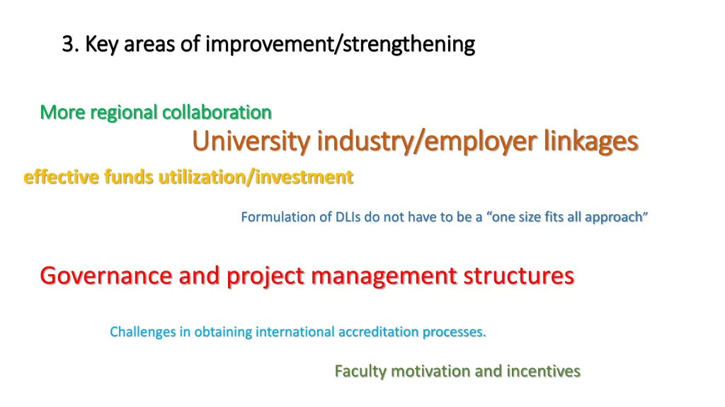 3 key areas of improvement strengthening
