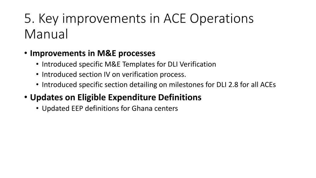 5 key improvements in ace operations manual 1