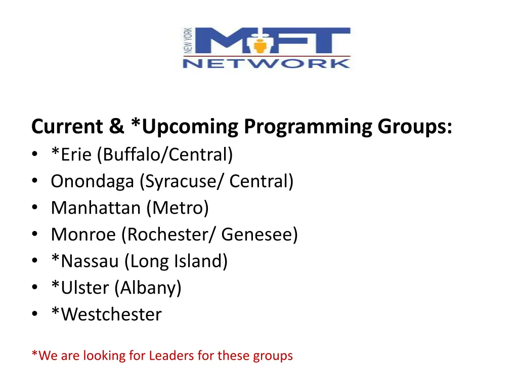 current upcoming programming groups erie buffalo