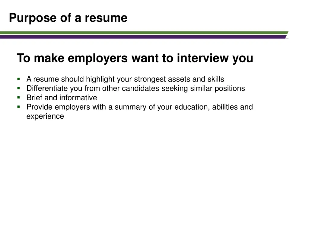 purpose of a resume