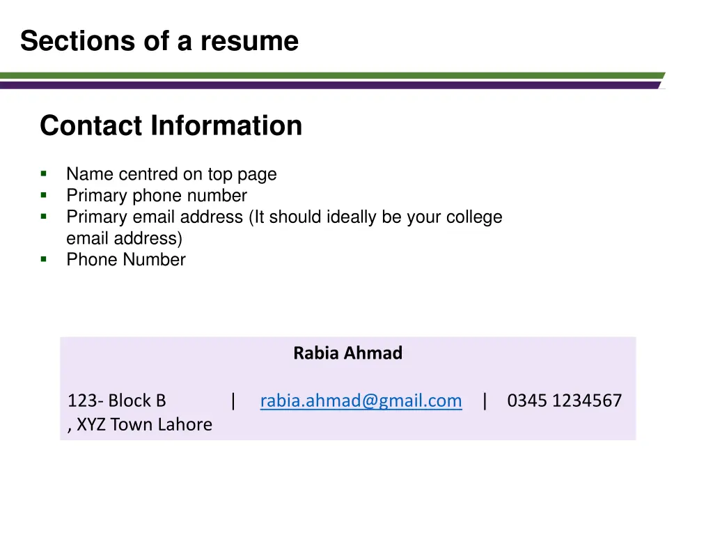 sections of a resume
