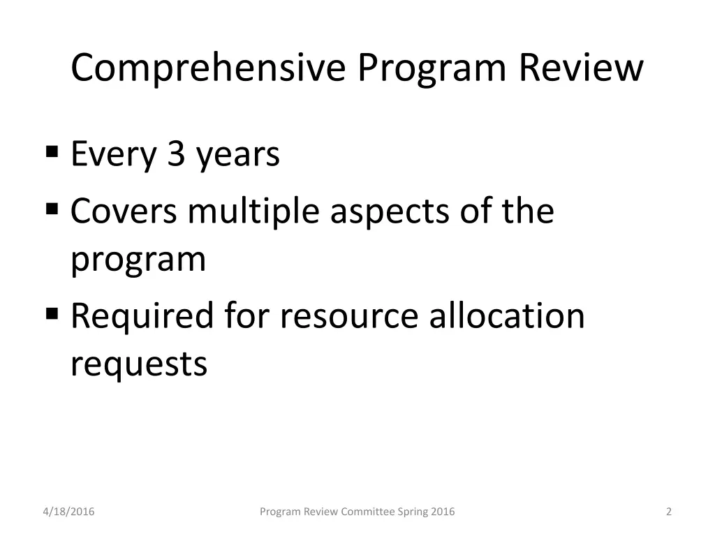 comprehensive program review