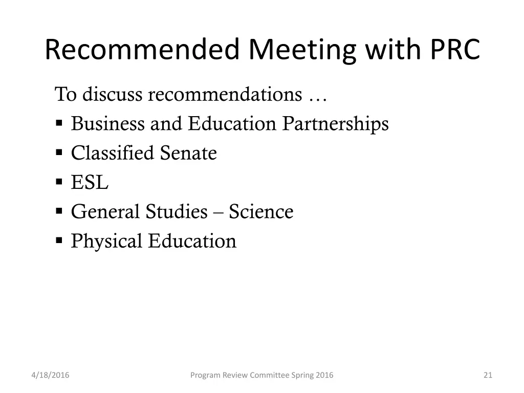 recommended meeting with prc