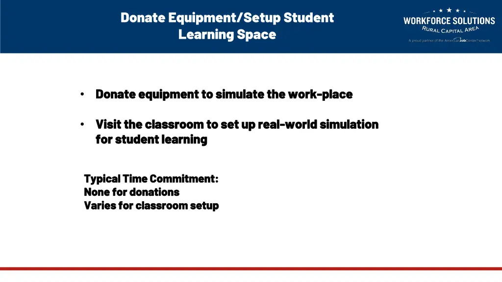 donate equipment setup student learning space