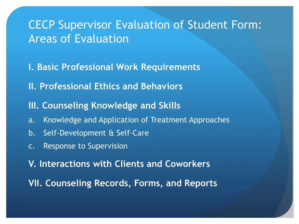 cecp supervisor evaluation of student form areas