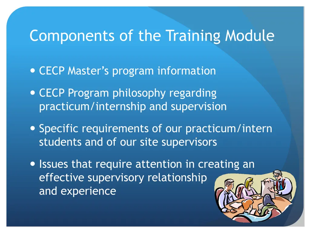 components of the training module