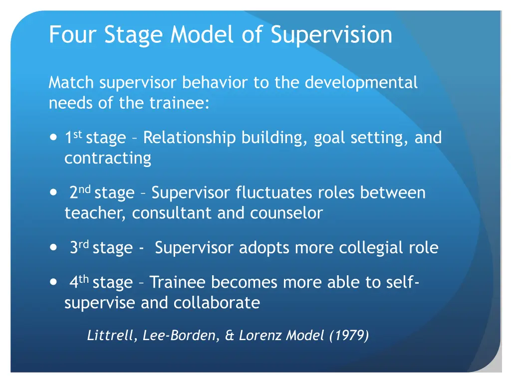 four stage model of supervision