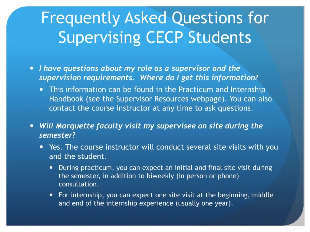 frequently asked questions for supervising cecp