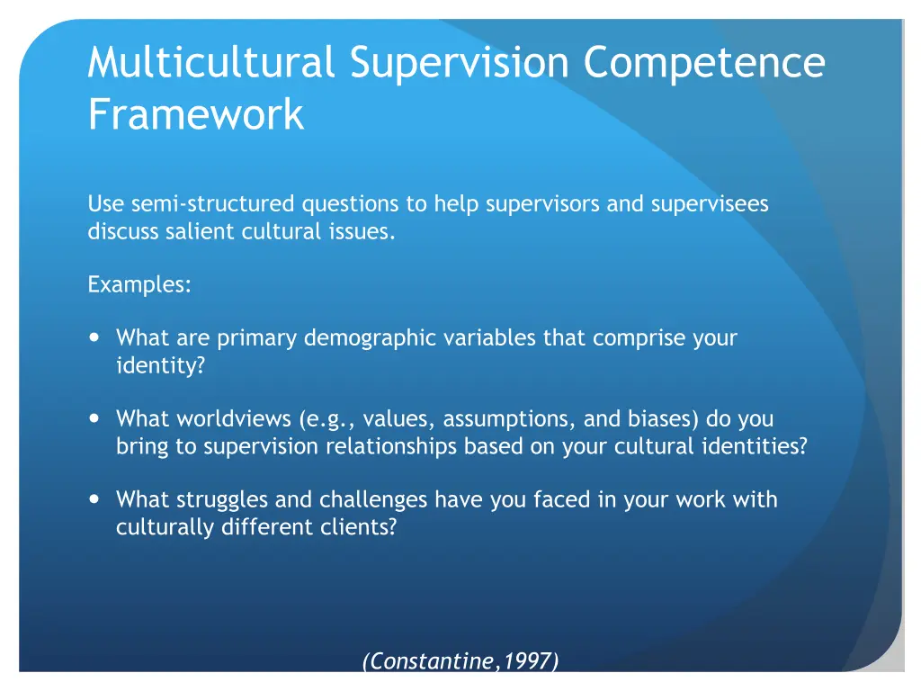 multicultural supervision competence framework