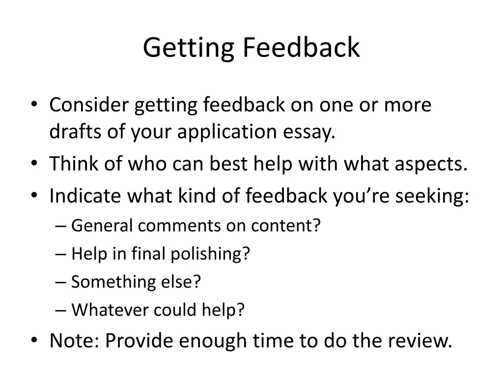 getting feedback