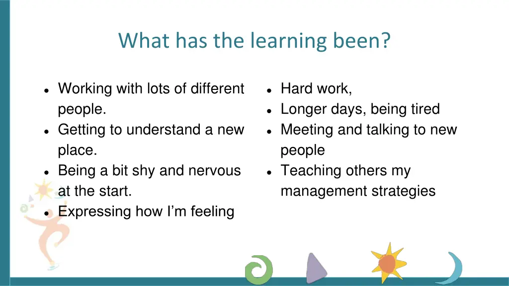 what has the learning been