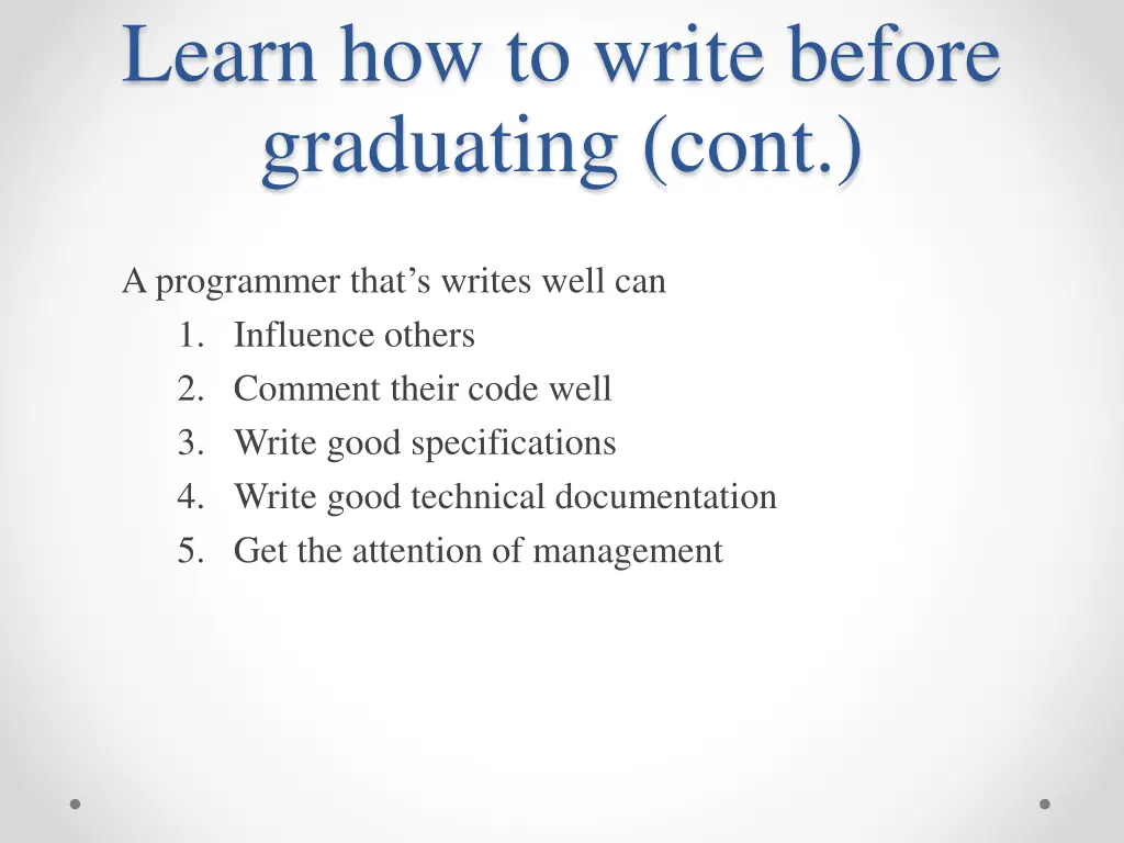 learn how to write before graduating cont