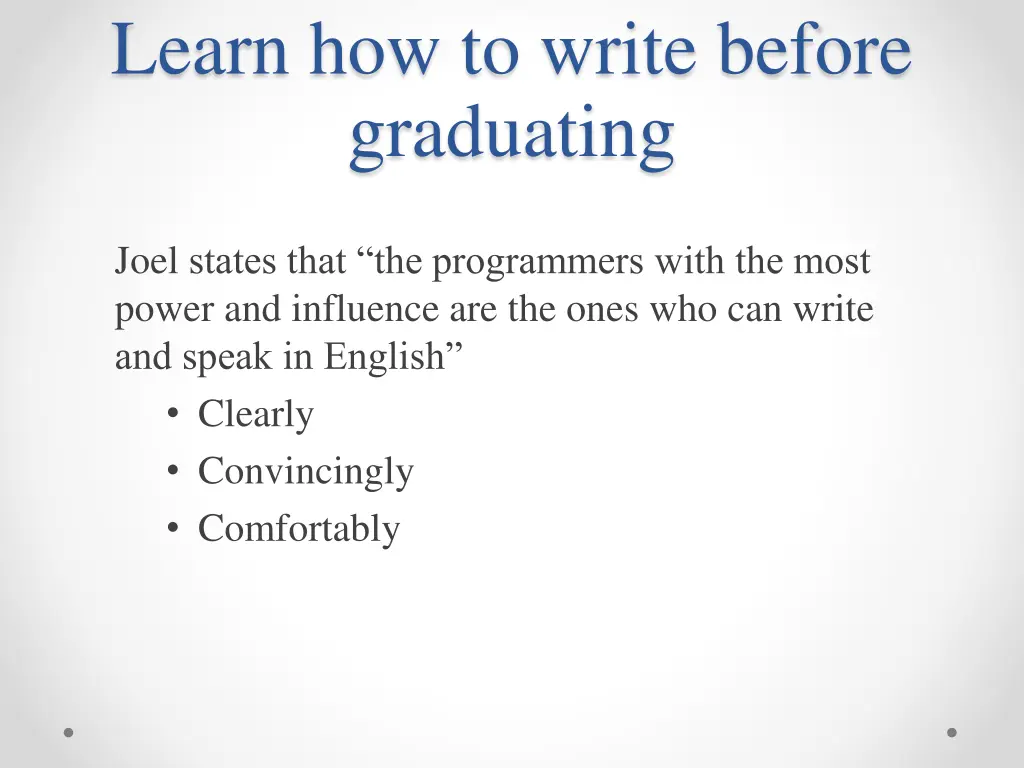 learn how to write before graduating