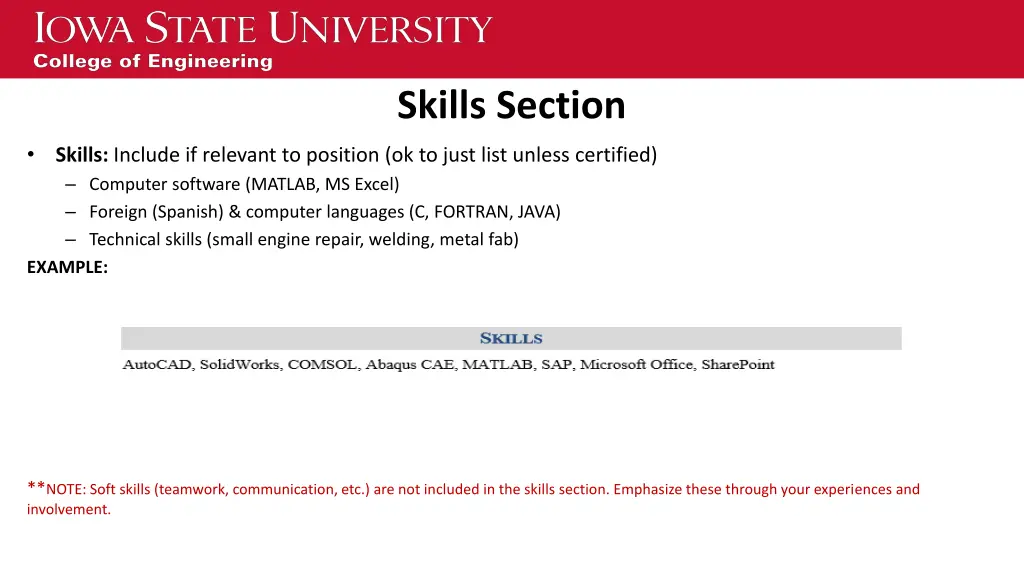 skills section
