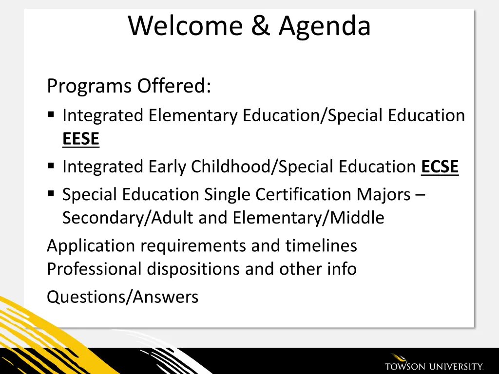 welcome agenda