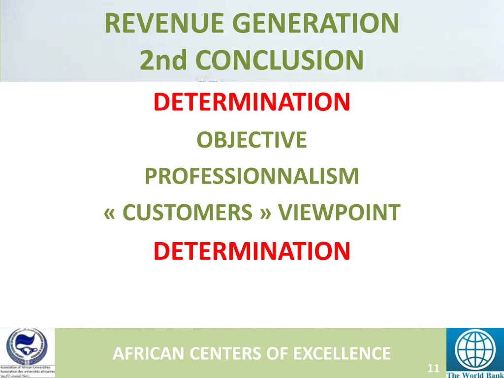 revenue generation 2nd conclusion determination