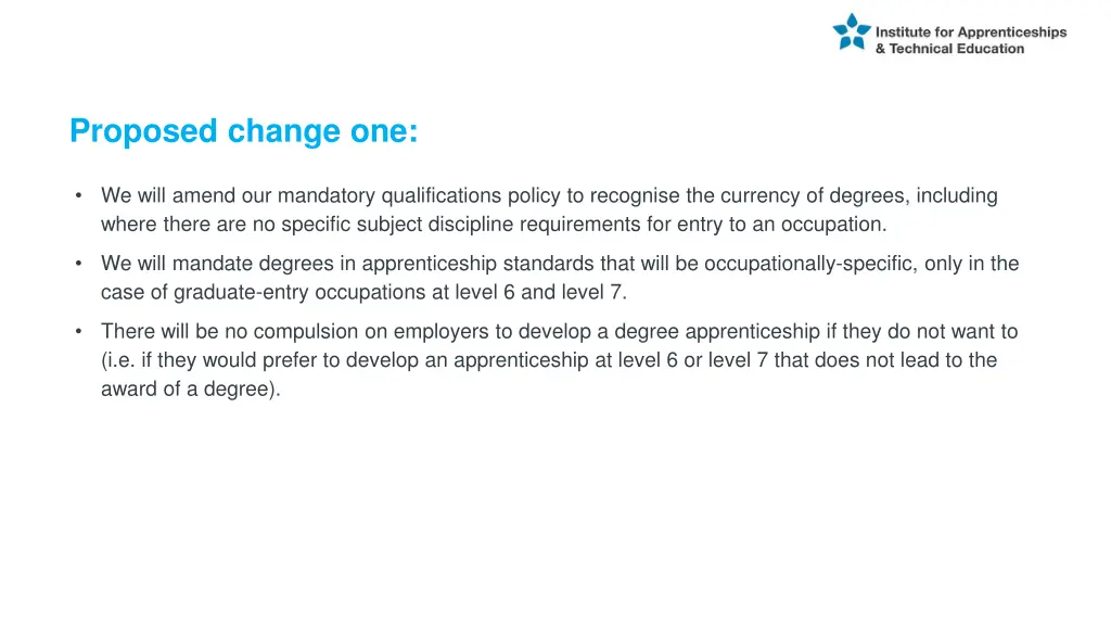 proposed change one