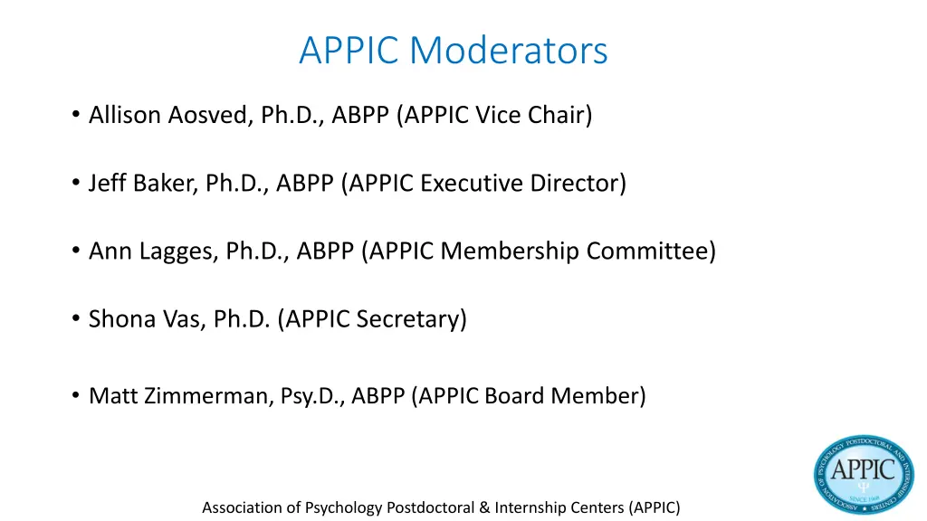 appic moderators