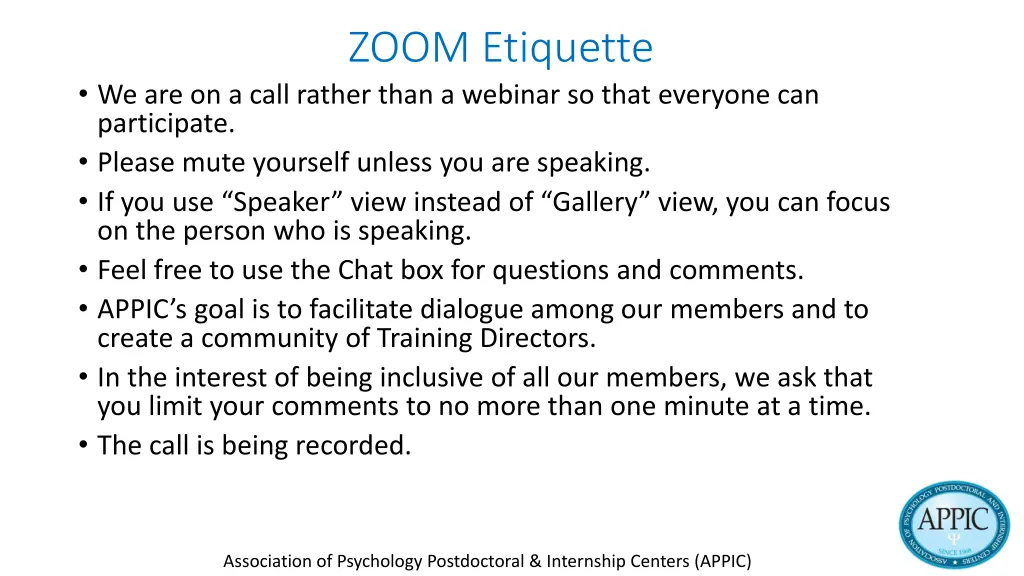 zoom etiquette