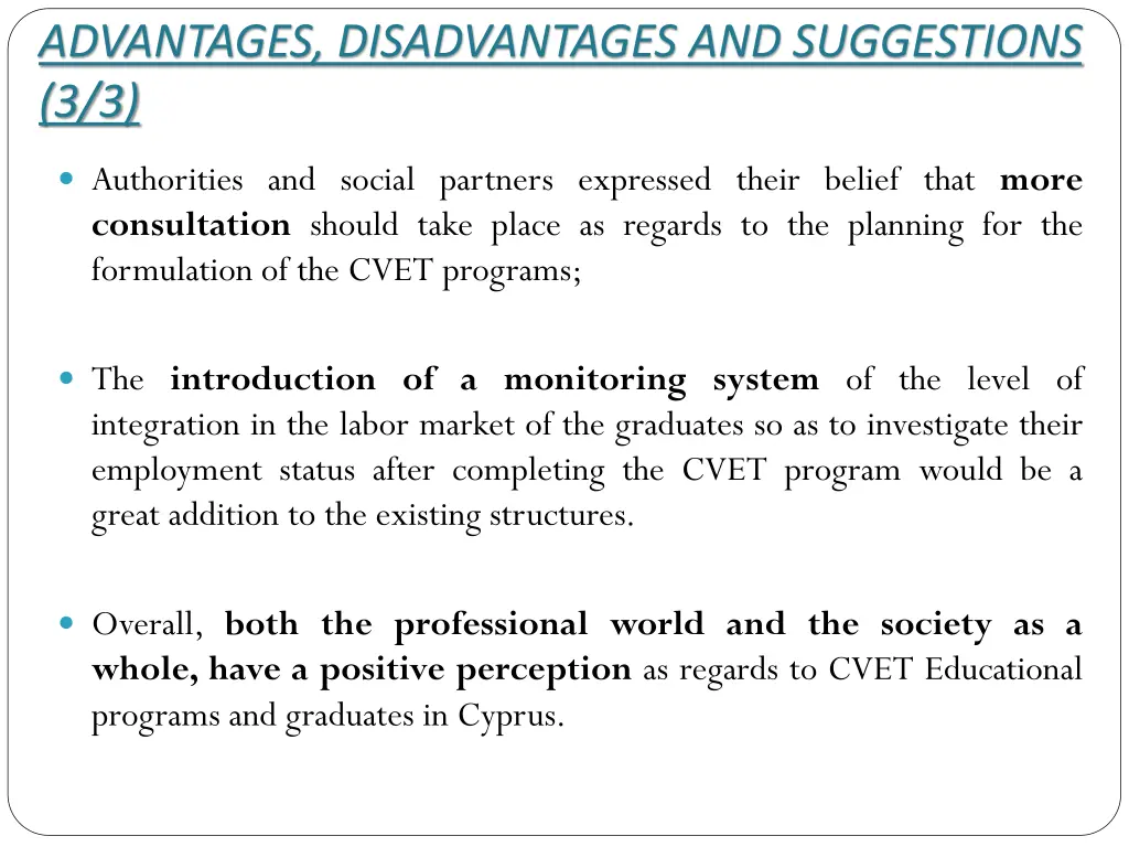 advantages disadvantages and suggestions 3 3