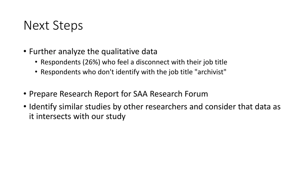 next steps