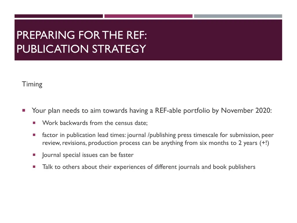preparing for the ref publication strategy 3