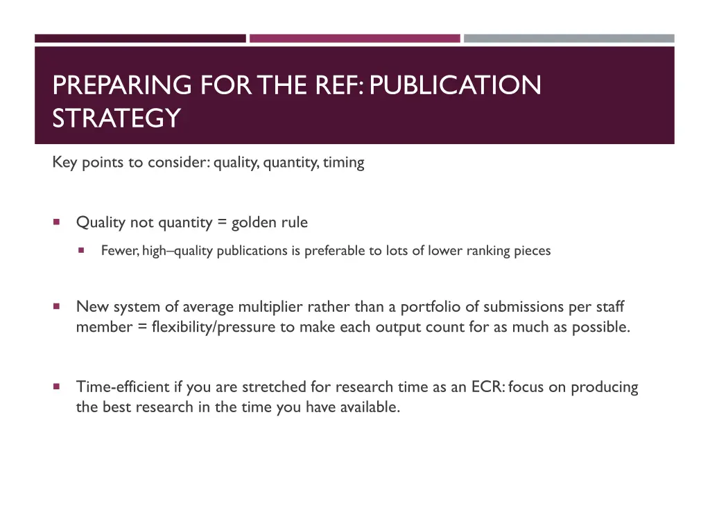 preparing for the ref publication strategy
