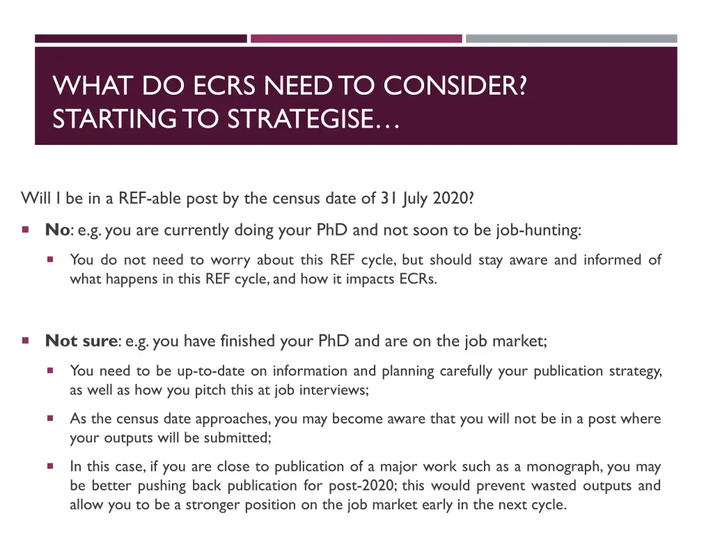 what do ecrs need to consider starting