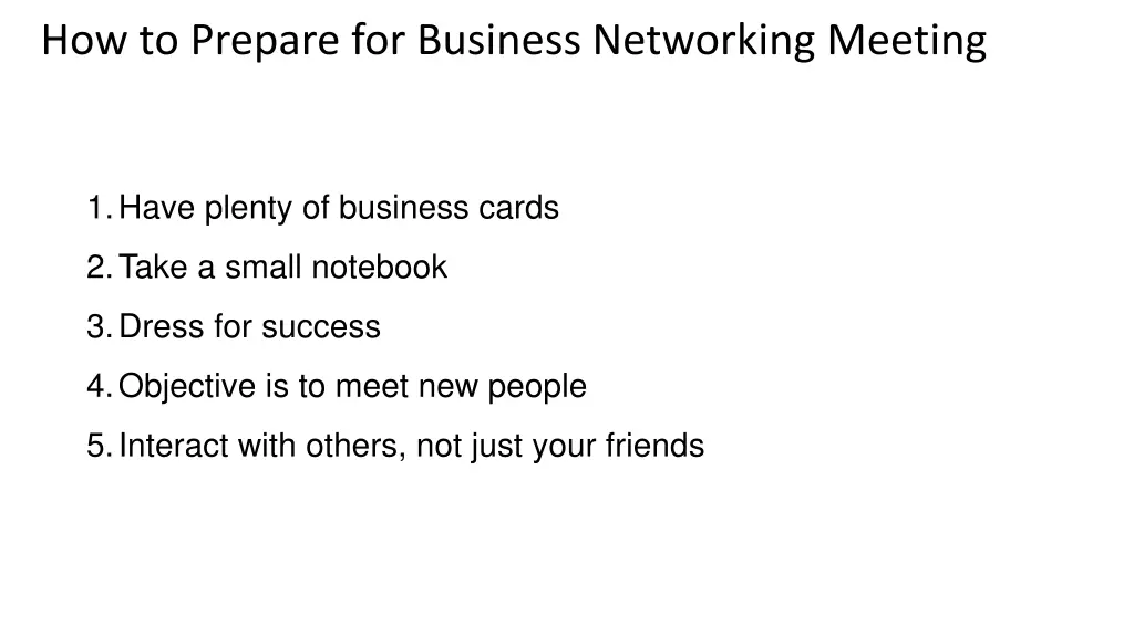 how to prepare for business networking meeting