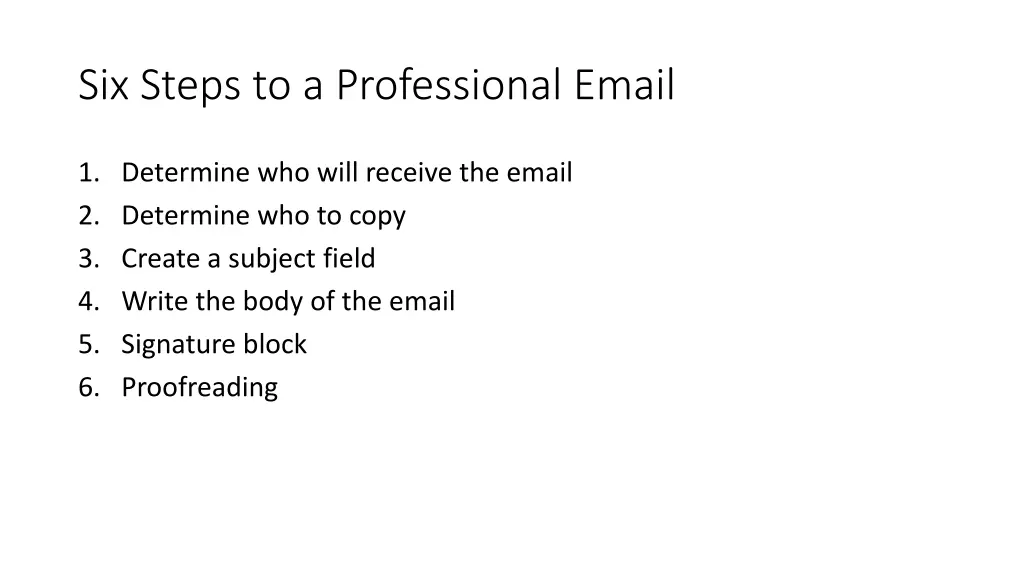 six steps to a professional email