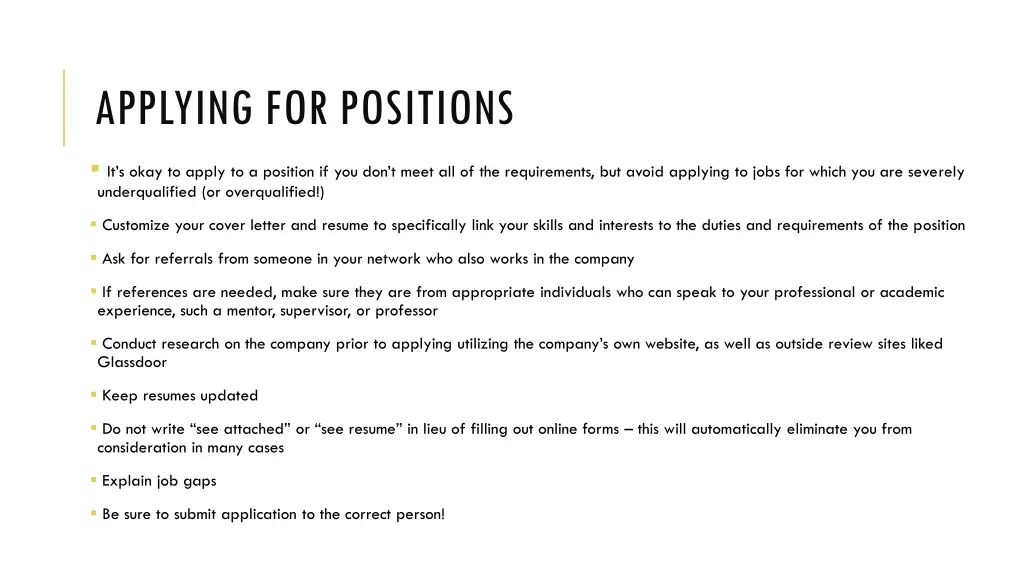 applying for positions