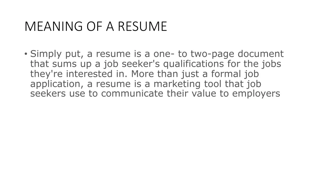 meaning of a resume