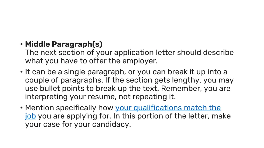middle paragraph s the next section of your