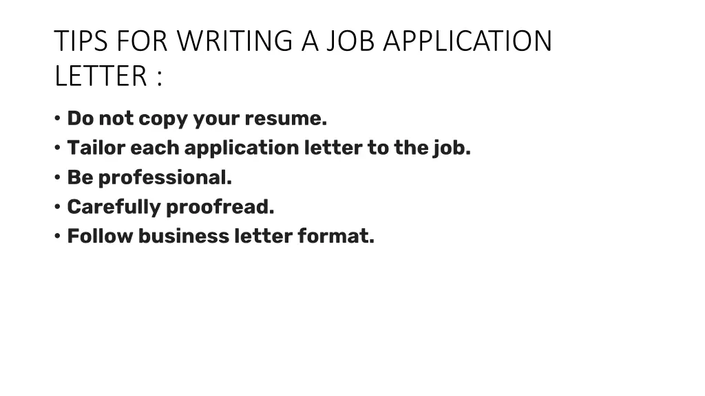 tips for writing a job application letter