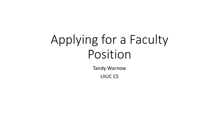 applying for a faculty position